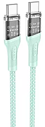 Кабель Hoco U111 Transparent Discovery Edition USB Type-C - Type-C 60w 3a 1.2м PD cable Green - фото Кабель Hoco U111 Transparent Discovery Edition USB Type-C - Type-C 60w 3a 1.2м PD cable Green