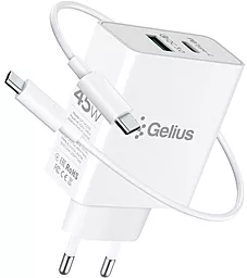 Мережевий зарядний пристрій Gelius X-Duo 45W 3.0A PRO GP-HC053 USB-A-C + USB-C Cable White