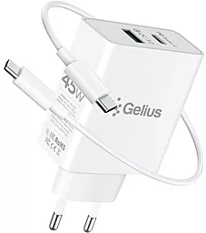 Сетевое зарядное устройство Gelius GP-HC053 X-Duo PRO 45w PD USB-C/USB-A ports charger + USB-C cable white - фото Сетевое зарядное устройство Gelius GP-HC053 X-Duo PRO 45w PD USB-C/USB-A ports charger + USB-C cable white