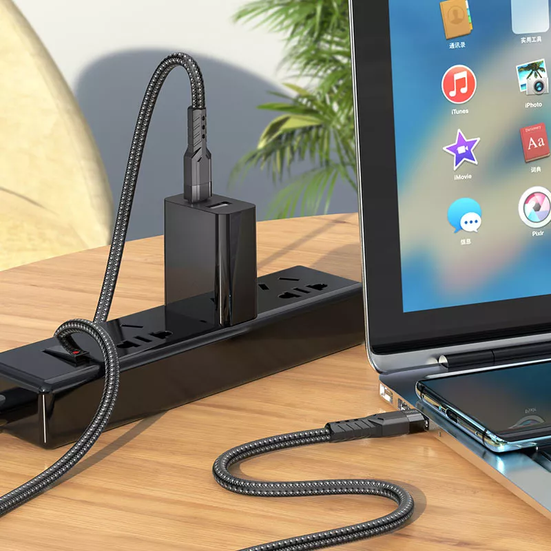 Кабель Hoco U110 USB Type-C - Type-C 60w 3a 1.2м PD cable Black - фото 4