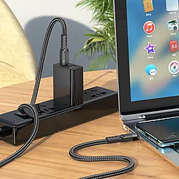 Кабель Hoco U110 USB Type-C - Type-C 60w 3a 1.2м PD cable Black - мініатюра 4 Кабель Hoco U110 USB Type-C - Type-C 60w 3a 1.2м PD cable Black - мініатюра 4