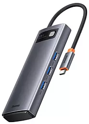 Мультипортовий Type-C хаб Baseus Metal Gleam Series 6-in-1 Hub gray (WKWG030213)
