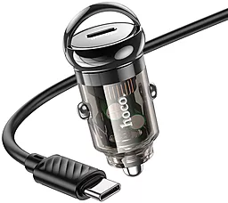 Автомобільний зарядний пристрій Hoco Z53 30w PD USB-C car charger + USB-C to USB-C cable black - фото Автомобільний зарядний пристрій Hoco Z53 30w PD USB-C car charger + USB-C to USB-C cable black