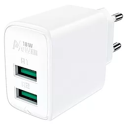Сетевое зарядное устройство AceFast A33 18w QC3.0 2xUSB-A ports charger white