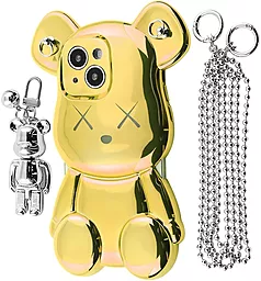 Чехол 1TOUCH Teddy Bear Case with Strap для Apple iPhone 13 Gold - фото Чехол 1TOUCH Teddy Bear Case with Strap для Apple iPhone 13 Gold