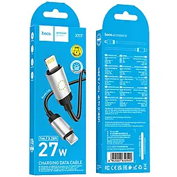 Кабель Hoco X117 USB Type-C - Lightning 27w 3a 1м PD cable Black - миниатюра 5 Кабель Hoco X117 USB Type-C - Lightning 27w 3a 1м PD cable Black - миниатюра 5