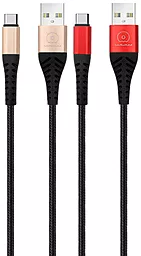 Кабель WUW X140 USB-A - Type-C 12w 2.4a 1м cable 2pcs Black/Gold+Black/Red - фото Кабель WUW X140 USB-A - Type-C 12w 2.4a 1м cable 2pcs Black/Gold+Black/Red