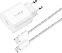 Мережевий зарядний пристрій Essager Vanjane Travel 20w PD USB-C fast charger + USB-C to USB-C cable white (EFJB02-JSTT2-T) - фото Мережевий зарядний пристрій Essager Vanjane Travel 20w PD USB-C fast charger + USB-C to USB-C cable white (EFJB02-JSTT2-T)