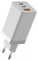 Сетевое зарядное устройство с поддержкой быстрой зарядки Baseus GaN2 Pro Quick Charger Dual USB Type-C + USB ports 65W White (CCGAN2P-B02)