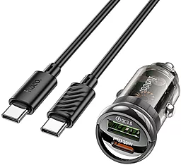 Автомобільний зарядний пристрій Hoco Z53A 30w PD/QC USB-C/USB-A ports car charger + USB-C to USB-C cable black - фото Автомобільний зарядний пристрій Hoco Z53A 30w PD/QC USB-C/USB-A ports car charger + USB-C to USB-C cable black