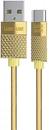 Кабель Luxe Cube Premium USB-A - Type-C 12w 2.4a 1м cable Gold - фото Кабель Luxe Cube Premium USB-A - Type-C 12w 2.4a 1м cable Gold