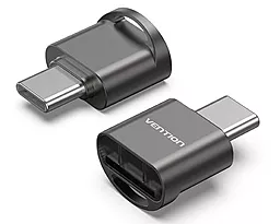 Картридер Vention Zinc Alloy Type-C to MicroSD grey - фото Картридер Vention Zinc Alloy Type-C to MicroSD grey