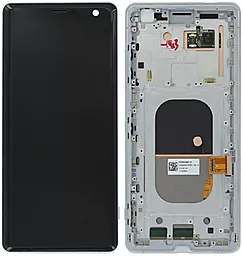 Дисплей Sony Xperia XZ3 (H8416, H9436, H9493, H9496) с тачскрином и рамкой, оригинал, Silver White