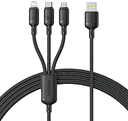 Універсальний кабель Baseus Silky Series 3-in-1 USB-A to Type-C/Lightning/micro USB 100w 5a 1.5м cable Black (P10377705123-00) - фото Універсальний кабель Baseus Silky Series 3-in-1 USB-A to Type-C/Lightning/micro USB 100w 5a 1.5м cable Black (P10377705123-00)