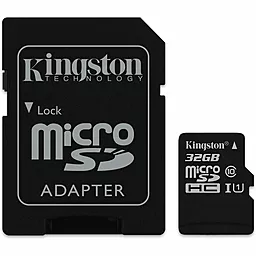 Карта пам'яті Kingston microSDHC 32GB Canvas Select Class 10 UHS-I U1 + SD-адаптер (SDCS/32GB)