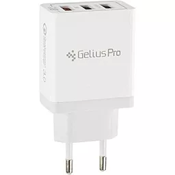 Сетевое зарядное устройство с быстрой зарядкой Gelius GP-HC04 Pro Dominion 18w QC3.0 3xUSB-A ports charger white