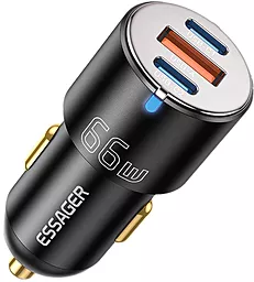 Автомобільний зарядний пристрій Essager 66w PD 2xUSB-C/USB-A ports car charger black (ECC2C1A-FF01)