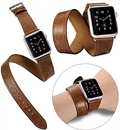 Сменный ремешок для умных часов Apple Watch iCarer Classic Genuine Leather Quadri Watch band 38mm Brown - миниатюра 3