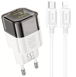 Сетевое зарядное устройство Hoco C125A 20w PD USB-C fast charger + USB-C to Lightning cable black - фото Сетевое зарядное устройство Hoco C125A 20w PD USB-C fast charger + USB-C to Lightning cable black