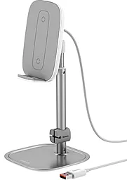 Настольный держатель Baseus Literary Wireless Charging Desktop Bracket Silver (SUWY-D0S) - фото Настольный держатель Baseus Literary Wireless Charging Desktop Bracket Silver (SUWY-D0S)