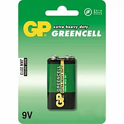 Батарейки GP 1604GLF-U1 / 6F22 (крона) Greencell SHRINK 1шт 9 V