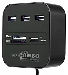 USB хаб Voltronic CUB3-B USB 2.0 -> 3xUSB2.0, 1xSD, 1xMMC, 1xM2, 1xTF black - фото USB хаб Voltronic CUB3-B USB 2.0 -> 3xUSB2.0, 1xSD, 1xMMC, 1xM2, 1xTF black