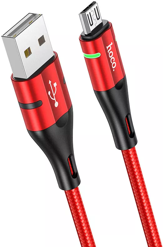 Кабель Hoco U93 Shadow USB-A - micro USB 12w 2.4a 1.2м cable Red - фото 2