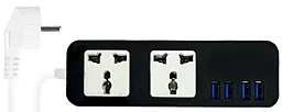 Сетевой фильтр (удлинитель) Portable 203 2 розетки + 4 USB 4A 1.8м чёрный - фото Сетевой фильтр (удлинитель) Portable 203 2 розетки + 4 USB 4A 1.8м чёрный