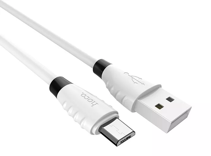 Кабель Hoco X27 Excellent USB-A - micro USB 12w 2.4a 1м cable White - фото 2
