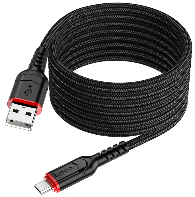 Кабель Hoco X59 USB-A - micro USB 12w 2.4a 2м cable Black - фото 4