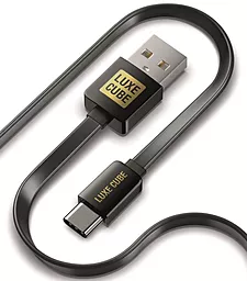 Кабель Luxe Cube Flat USB-A - Type-C 12w 2.4a 1м cable Black - фото Кабель Luxe Cube Flat USB-A - Type-C 12w 2.4a 1м cable Black