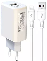 Сетевое зарядное устройство XO L85D 18w QC3.0 home charger + Lightning cable white - фото Сетевое зарядное устройство XO L85D 18w QC3.0 home charger + Lightning cable white