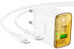 Мережевий зарядний пристрій Hoco CS42A 30w PD/QC USB-C/USB-A ports + USB-C to Lightning cable white - фото Мережевий зарядний пристрій Hoco CS42A 30w PD/QC USB-C/USB-A ports + USB-C to Lightning cable white