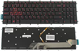 Клавиатура для ноутбука Dell Inspiron 7566, 7567 с подсветкой клавиш RED без рамки Black
