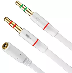 Аудіо розгалужувач Voltronic AUX mini Jack 3.5mm 2xM/F cable 0.2 м white (DPN-R2M-1F / KW)