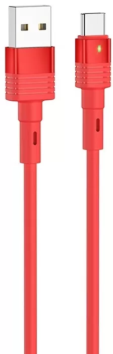 Кабель Hoco U82 Cool Grace Silicone USB-A - Type-C 15w 3a 1м cable Red - фото 1