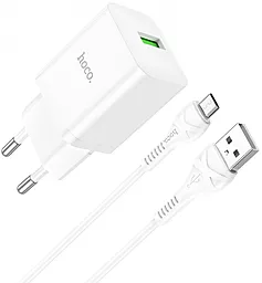 Мережевий зарядний пристрій Hoco N26 18w QC3.0 home charger + micro USB cable white