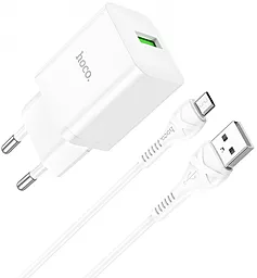 Мережевий зарядний пристрій Hoco N26 18w QC3.0 home charger + micro USB cable white - фото Мережевий зарядний пристрій Hoco N26 18w QC3.0 home charger + micro USB cable white