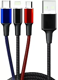 USB Кабель WUW X101 3-in-1 USB to Type-C/Lightning/micro USB cable black