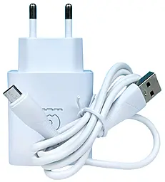 Мережевий зарядний пристрій WUW T95 18w QC3.0 USB-A home charger + micro USB cable white - фото Мережевий зарядний пристрій WUW T95 18w QC3.0 USB-A home charger + micro USB cable white