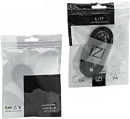 Кабель iZi L-17 USB-A - Lightning 12w 2.4a 1м cable Black - мініатюра 2 Кабель iZi L-17 USB-A - Lightning 12w 2.4a 1м cable Black - мініатюра 2