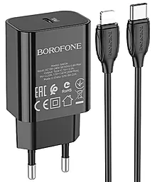 Сетевое зарядное устройство Borofone BA65A 20w PD USB-C home charger + USB-C to Lightning cable black - фото Сетевое зарядное устройство Borofone BA65A 20w PD USB-C home charger + USB-C to Lightning cable black