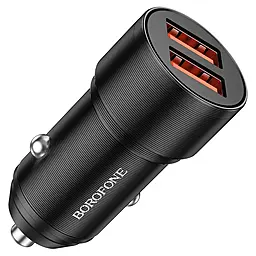 Автомобильное зарядное устройство Borofone BZ19B Wisdom 36w QC3.0 2xUSB-A ports car charger black - фото Автомобильное зарядное устройство Borofone BZ19B Wisdom 36w QC3.0 2xUSB-A ports car charger black