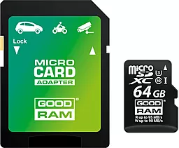 Карта памяти GooDRam microSDXC 64GB Class 10 UHS-I U3 + SD-адаптер (M3AA-0640R11-DD)