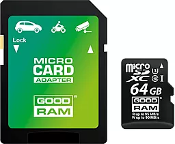 Карта пам'яті GooDRam microSDXC 64GB Class 10 UHS-I U3 + SD-адаптер (M3AA-0640R11-DD) - фото Карта пам'яті GooDRam microSDXC 64GB Class 10 UHS-I U3 + SD-адаптер (M3AA-0640R11-DD)