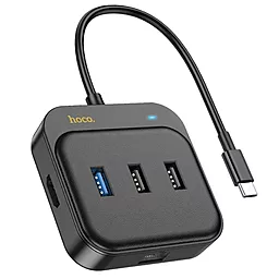 Мультипортовый USB Type-C хаб Hoco HB37 Easy link 6-in-1 Hub black - фото Мультипортовый USB Type-C хаб Hoco HB37 Easy link 6-in-1 Hub black