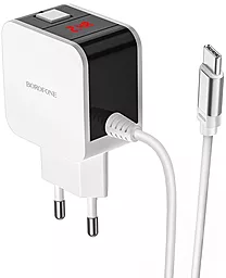 Сетевое зарядное устройство Borofone BA41A Power Lake 2USB + USB Tybe-C Cable White