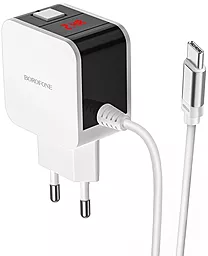 Мережевий зарядний пристрій Borofone BA41A Power Lake 2.4a 2xUSB-A ports charger + USB-C cable white - фото Мережевий зарядний пристрій Borofone BA41A Power Lake 2.4a 2xUSB-A ports charger + USB-C cable white