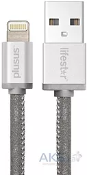 Кабель PlusUs LifeStar USB-A - Lightning 12w 2.4a 1м cable Moonlight Silver (LST2006100) - фото Кабель PlusUs LifeStar USB-A - Lightning 12w 2.4a 1м cable Moonlight Silver (LST2006100)