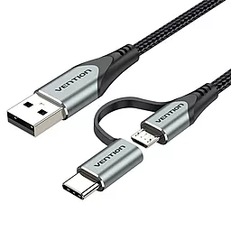 USB Кабель Vention 2-in-1 USB micro USB/Type-C cable black (CQEHF)